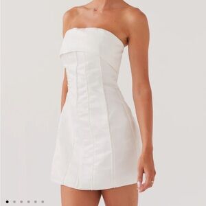 Bombshell Tube Mini Dress - White Pearl